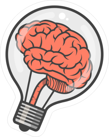 Brain Bulb Sticker Free Vector, Free Vectors File