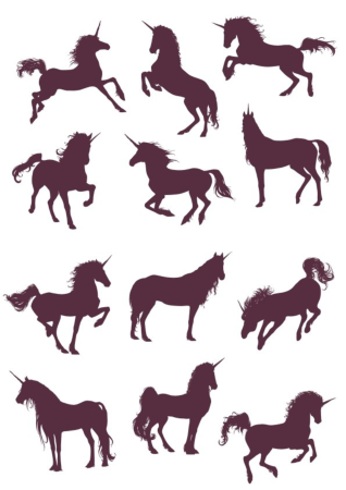 New Unicorn Silhouettes Vector Collection Free Vector, Free Vectors File