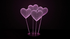 Heart 3D Illusion Lamp Vector, Free Vectors File