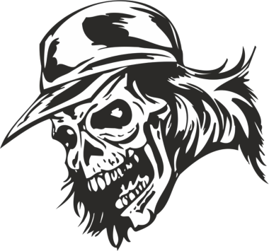 Zombie Skull With Cap Sticker Free Vector, Free Vectors File