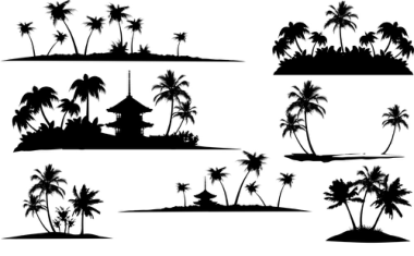 Tropical Islands Silhouette Free Vector, Free Vectors File