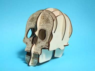 Laser Cut Skull 3D Pen Holder Free Vector, Free Vectors File