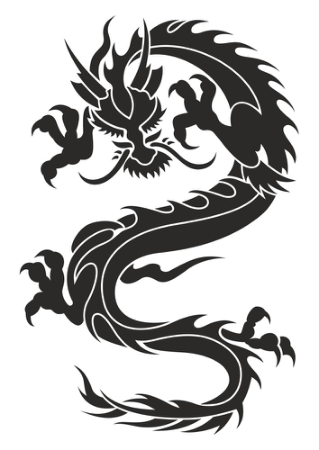 Chinese Dragon Silhouette Tattoo Tribal Free Vector, Free Vectors File