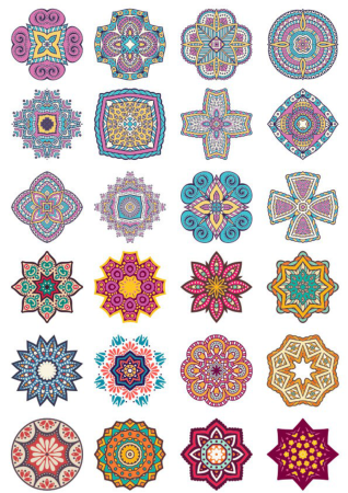 Mandala Flower Doodle Ornaments Set Free Vector, Free Vectors File