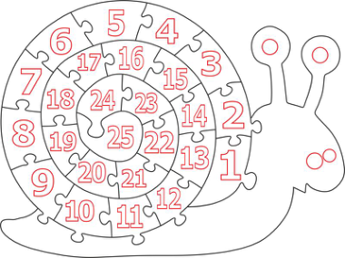 Wooden Number Snail Puzzle Free Vector, Free Vectors File