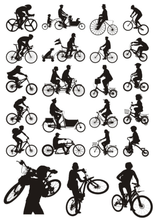 Bicycles Silhouettes Free Vector, Free Vectors File