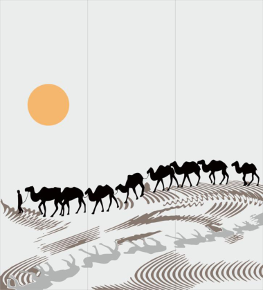 Sandblasting Drawing Camels In Desert Decal Free Vector, Free Vectors File