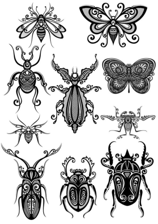 Ornament Insect Art Vector Pack Free Vector, Free Vectors File
