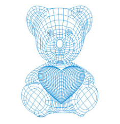 Teddy Bear With Heart 3D Illusion Lamp Vector, Free Vectors File