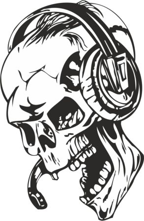 Skull With Headphones Sticker Free Vector, Free Vectors File