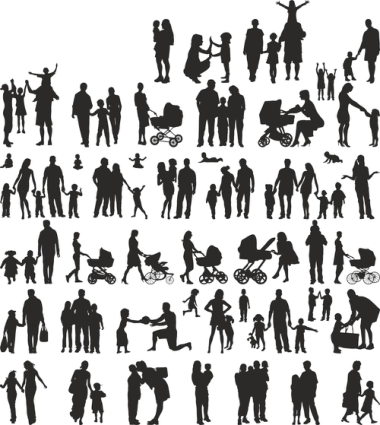 Family Silhouette Vector Set Free Vector, Free Vectors File