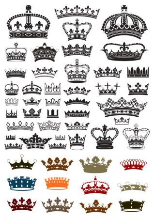 Collection Of Crown Silhouette Symbols Free Vector, Free Vectors File