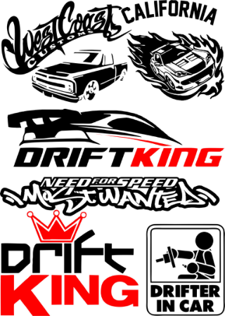 Vinyl Stickers Drift In Car Vector Pack Free Vector, Free Vectors File