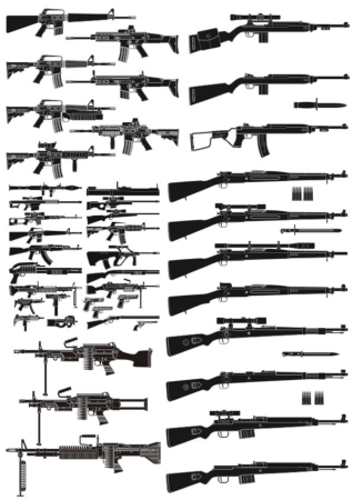 Weapons Silhouettes Vector Pack Free Vector, Free Vectors File