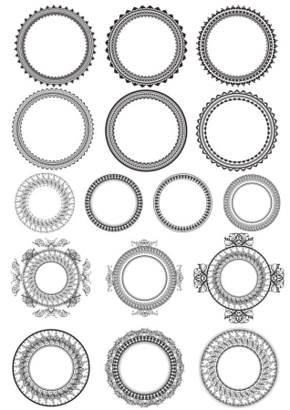 Round Frame With Ornate Border Vector Set Free Vector, Free Vectors File