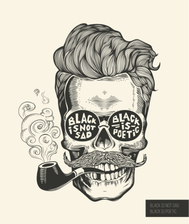 Black Is Not Sad Hipster Skull Silhouette Free Vector, Free Vectors File