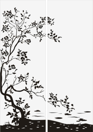 Floral Bush Tree Sandblast Pattern Free Vector, Free Vectors File