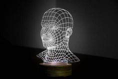 Head 3D Illusion Acrylic Lamp Vector, Free Vectors File