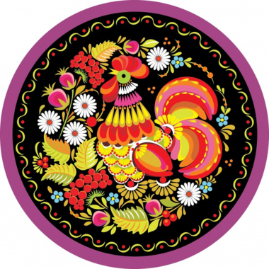 Traditional Pattern Cock Flower Icon Colorful Circle Layout Free Vector, Free Vectors File