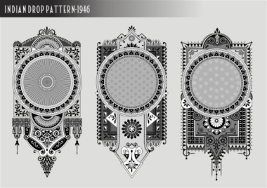Label Templates Retro Ethnic Ornament Black White Design Free CDR Vector, Free Vectors File