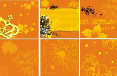 Decorative Pattern Flowers Orange Background Design Free Vector, Free Vectors File