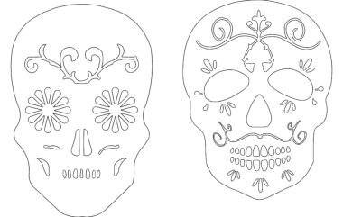 2 Sugar Skulls DXF File, Free Vectors File