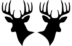 Two Deer Heads Silhouette DXF File, Free Vectors File