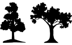 Trees Silhouette Vector DXF File, Free Vectors File