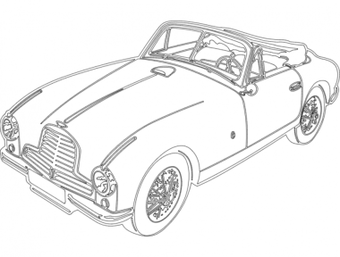 Aston Car Sketch Drawing DXF File, Free Vectors File