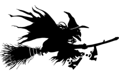 Witch Flying On Broom Silhouette DXF File, Free Vectors File