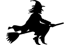 Silhouette Witch Flying On Broomstick DXF File, Free Vectors File