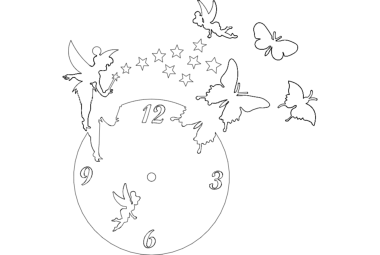 Clock Butterfly Fairy DXF File, Free Vectors File