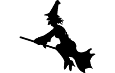 Flying Witch Silhouette DXF File, Free Vectors File