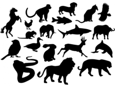 Cnc File Animal Stickers Silhouettes DXF File, Free Vectors File