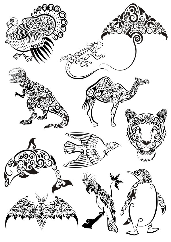 Ornament Animals Tattoo Free Vector Free Vectors