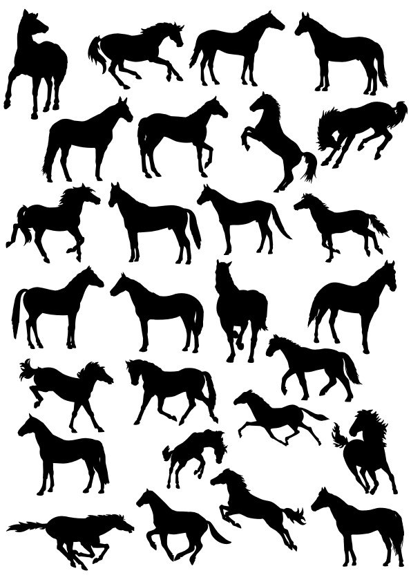 Horses Silhouette Vector Pack Free Vector Free Vectors