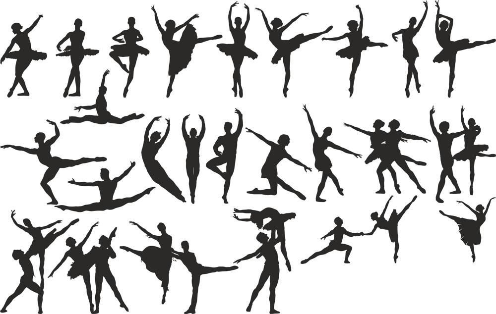 Ballet Dancer Silhouette Vector Set Free Vector Free Vectors