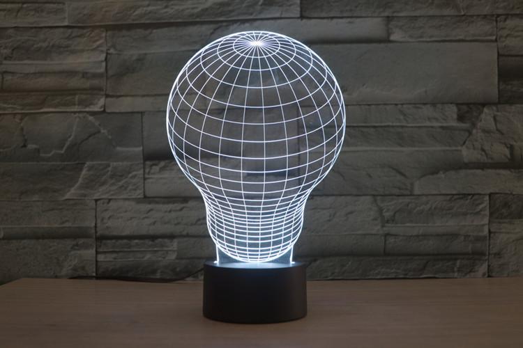 Light Bulb 3D Led Illusion Night Light Lamp Vector Free Vectors