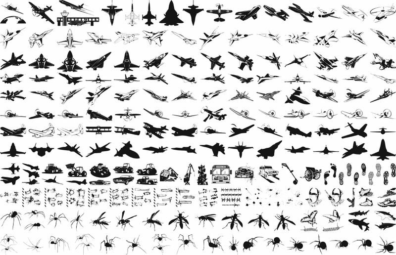 Military Plane Silhouette Vector Pack Free Vector Free Vectors