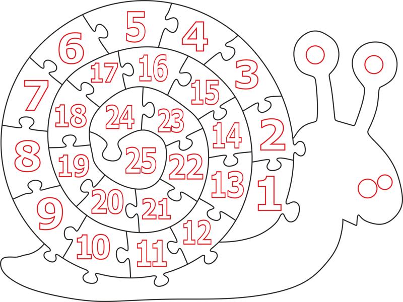 Wooden Number Snail Puzzle Free Vector Free Vectors