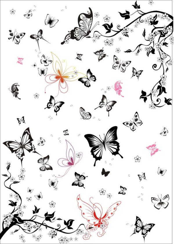 Super Multi Black And White Butterfly Vector Set Free Vector CDR Free Vectors