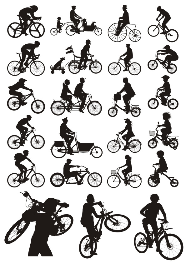 Bicycles Silhouettes Free Vector Free Vectors