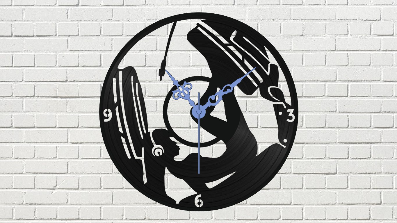 Devushka V Naushnikakh Vinyl Record Wall Clock Free Vector Free Vectors