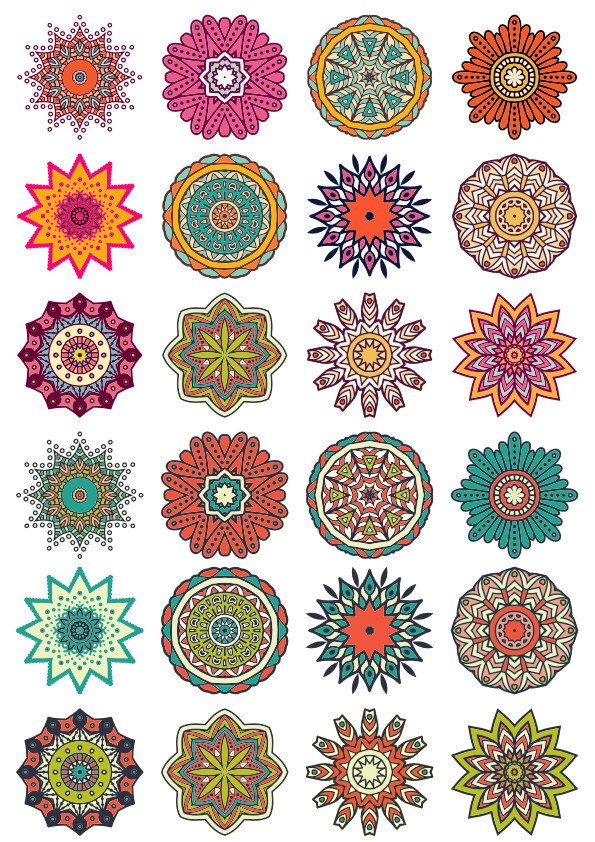 Round Floral Curly Ornament Vector Pack Free Vector Free Vectors