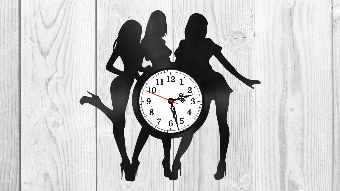 Girls Silhouette Vinyl Record Clock Free Vector Free Vectors