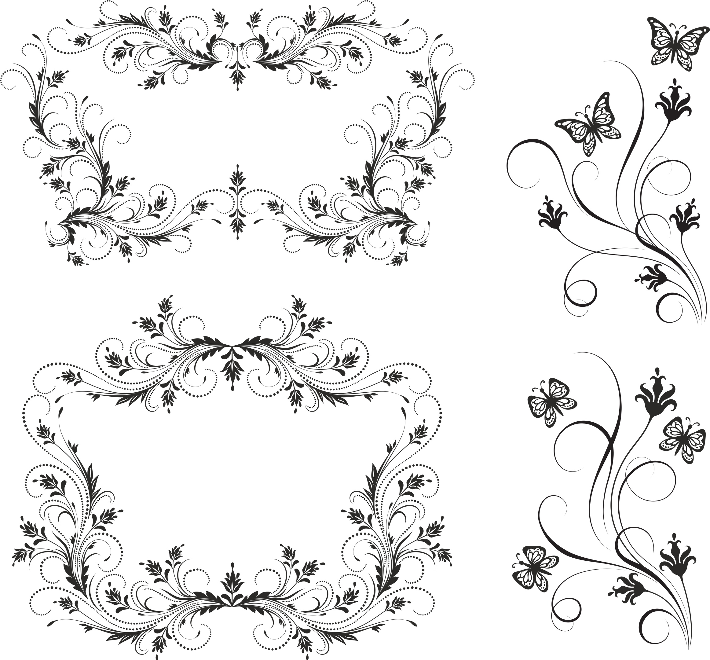 Floral Borders Set Free Vector Free Vectors