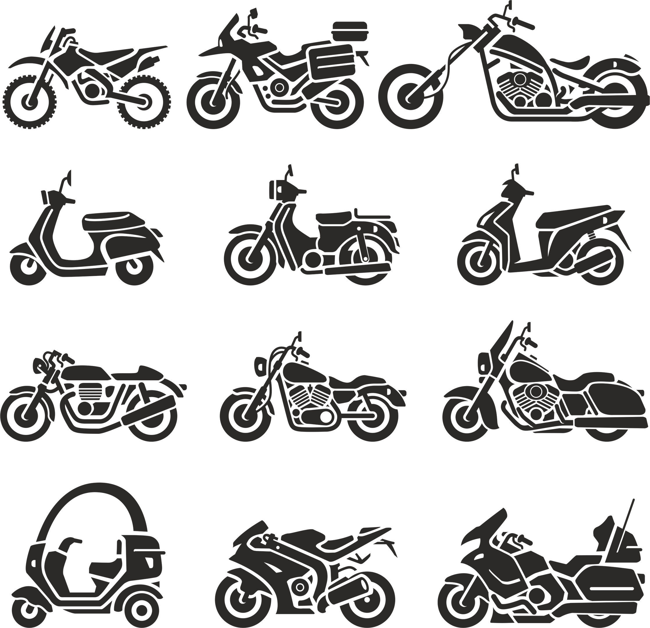 Motorcycle Silhouettes Vector Set Free Vector Free Vectors