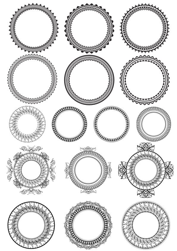 Round Frame With Ornate Border Vector Set Free Vector Free Vectors