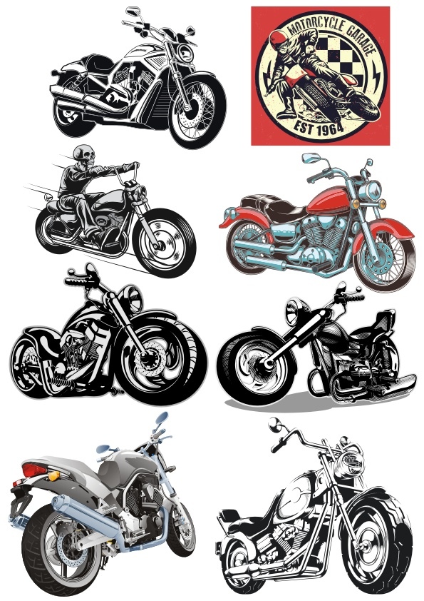 Motorbike Stickers Free Vector Free Vectors