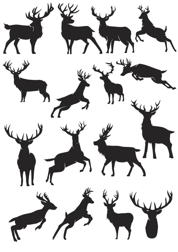 Deer Silhouette Vector Collection Free Vector Free Vectors